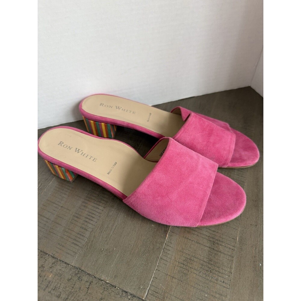 Ron White Womens Suede Esmarie Slide Sandal Sz 10 Pink Weatherproof Italy